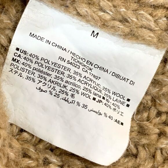 Lofty Wool blend Cable Pullover Long Sleeve Sweater Caramel Tan - Old Navy Sz M - Picture 7 of 9